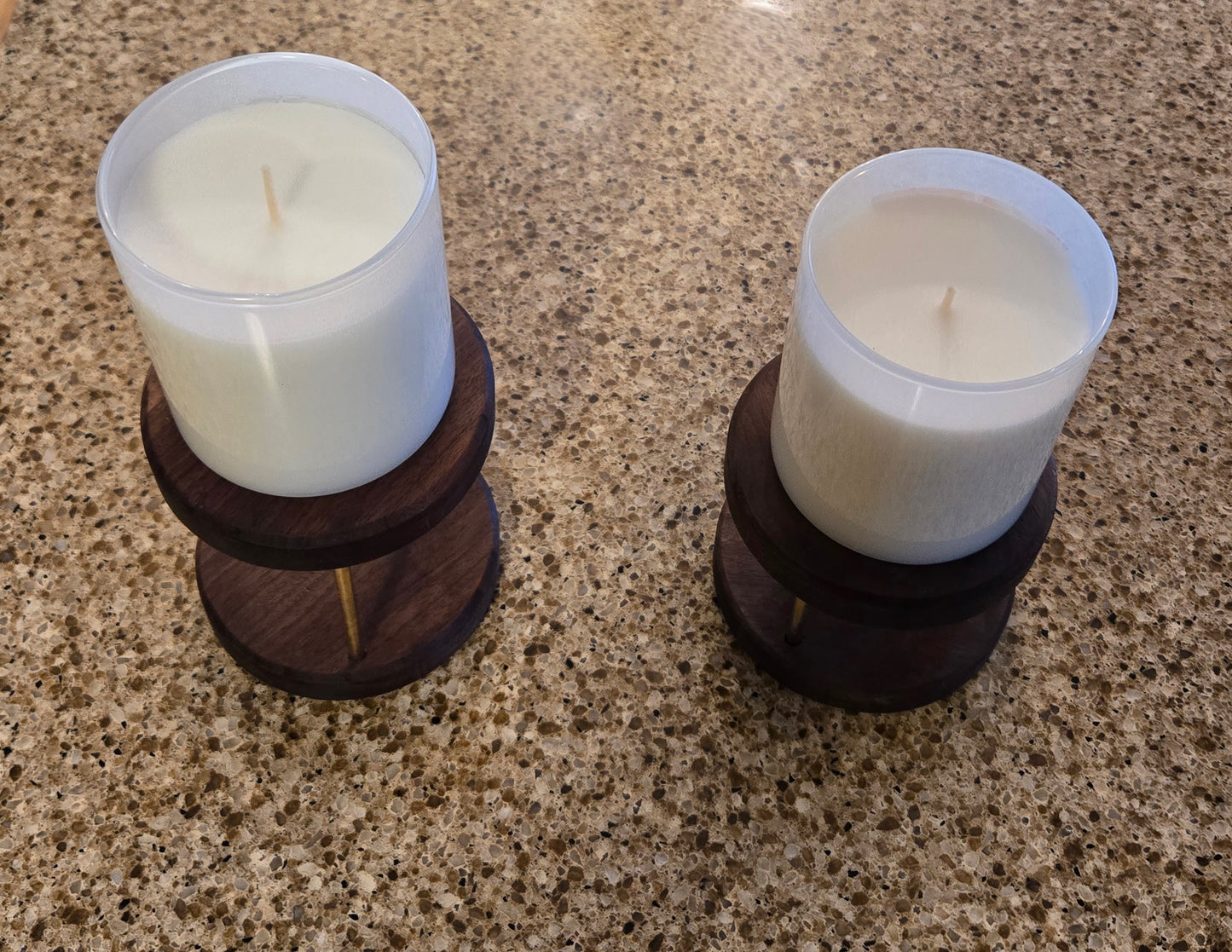 Walnut & Brass Candle Holder