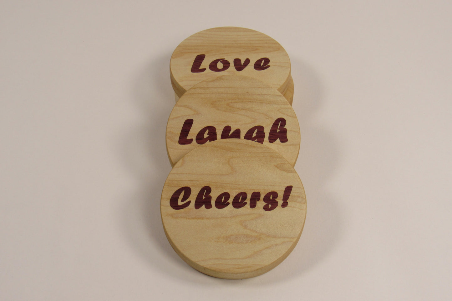 Live, Love, Laugh, Cheers Coasters - Set of 4