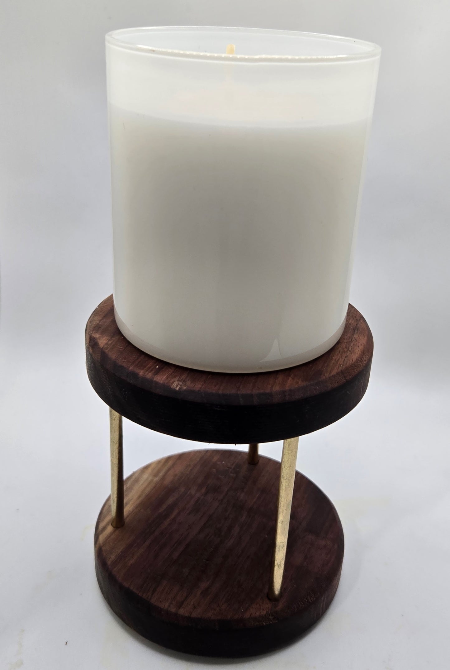 Walnut & Brass Candle Holder