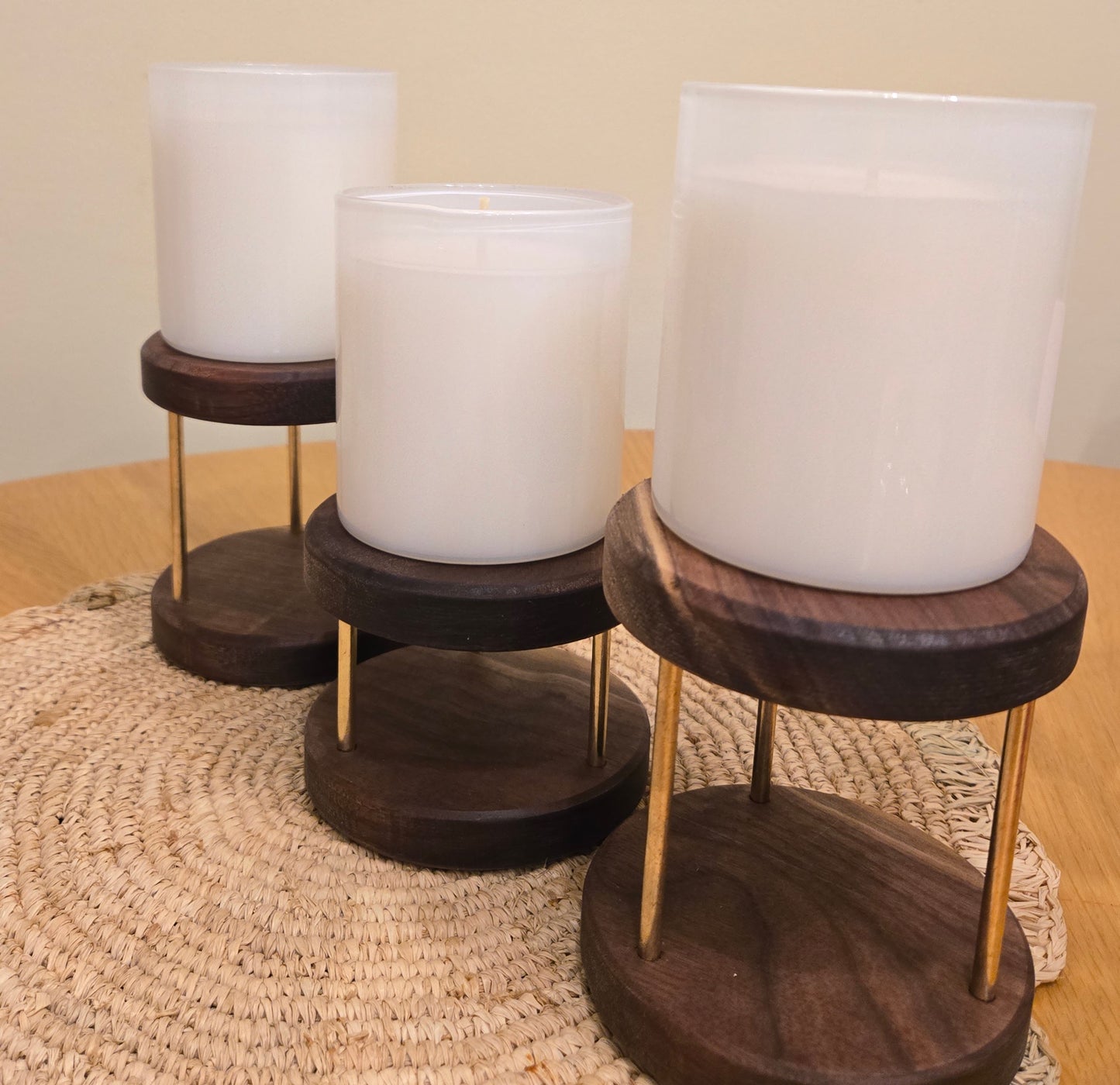 Walnut & Brass Candle Holder