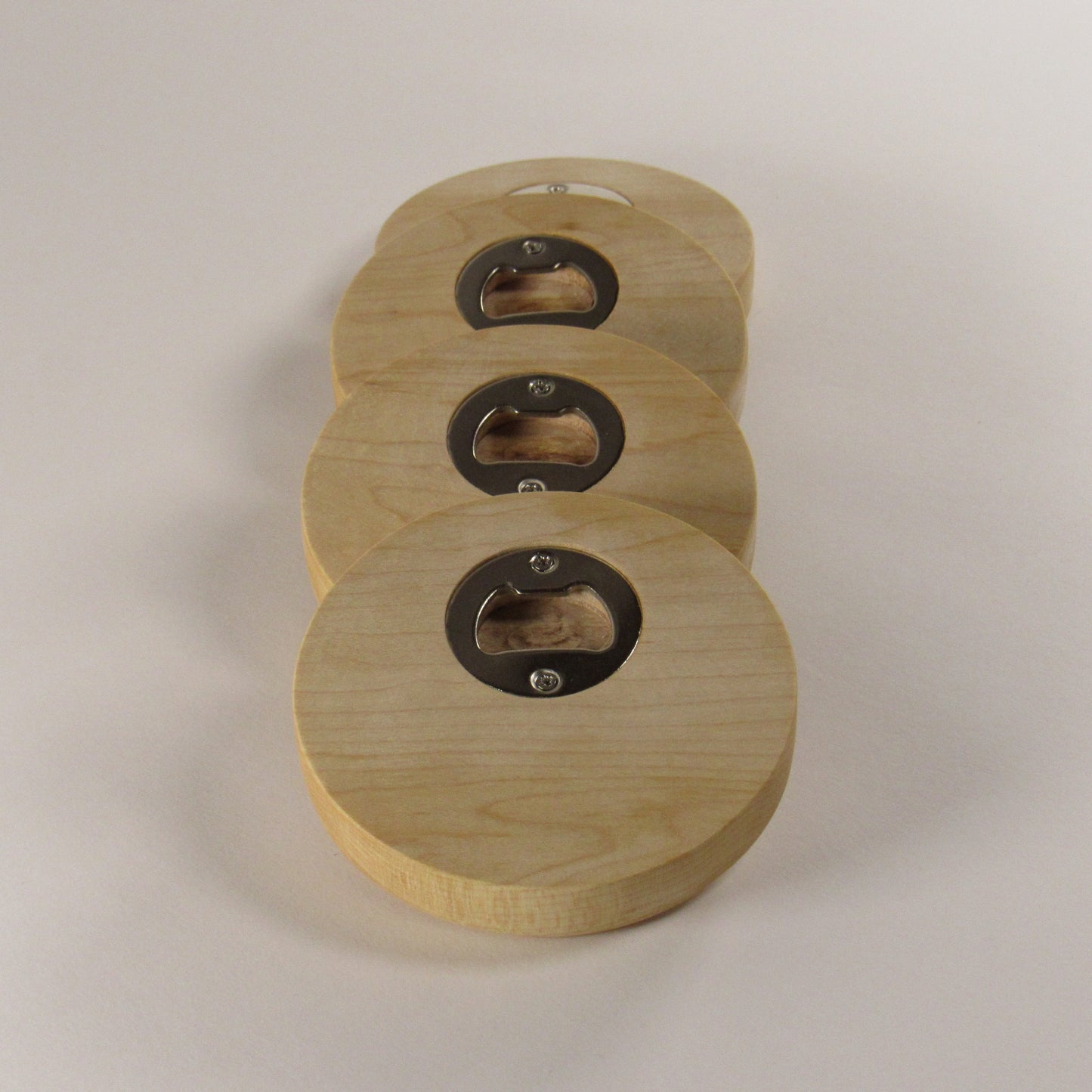 Wooden Coaster Set with Built-In Bottle Opener (Set of 4)