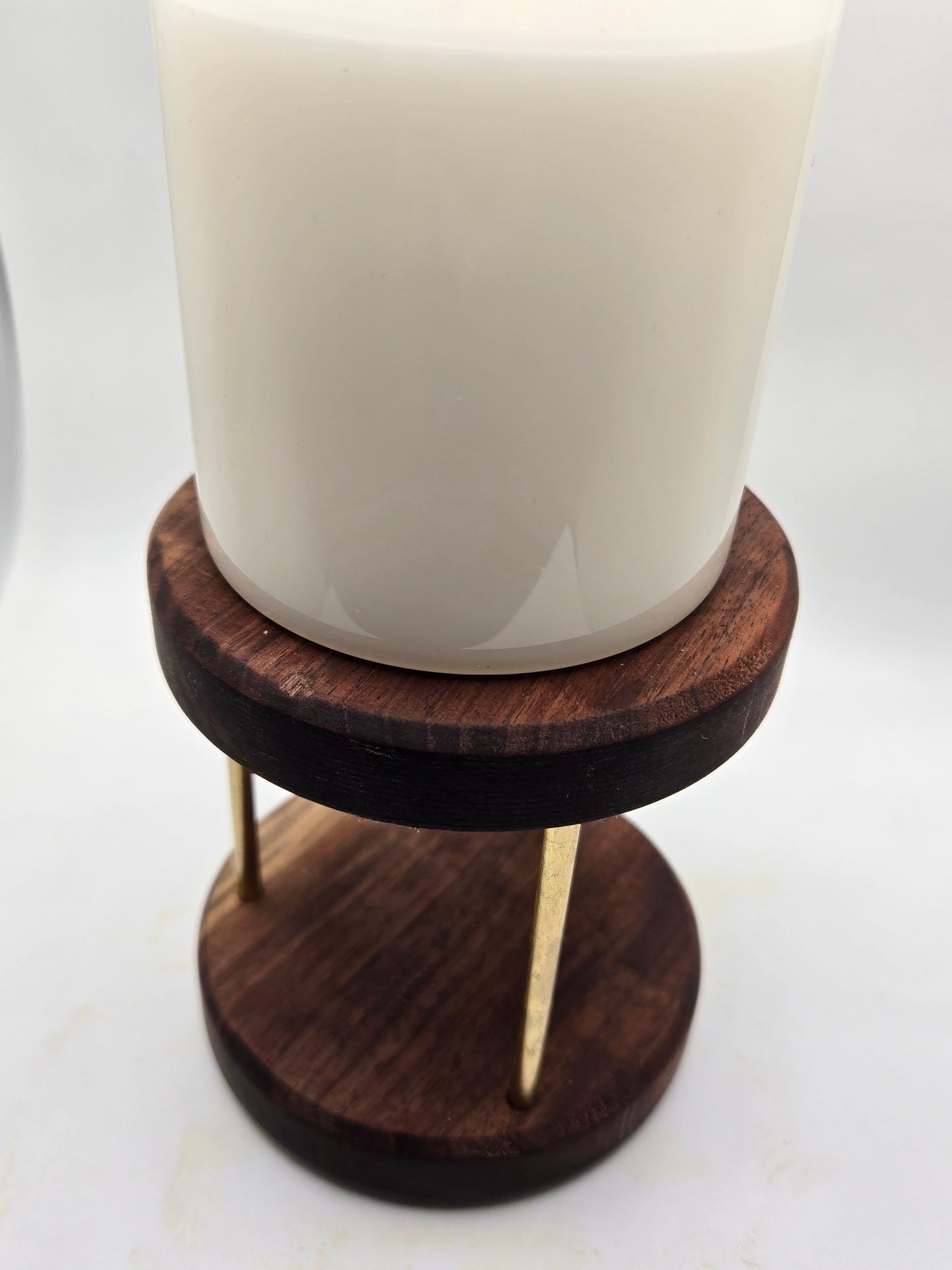 Walnut & Brass Candle Holder