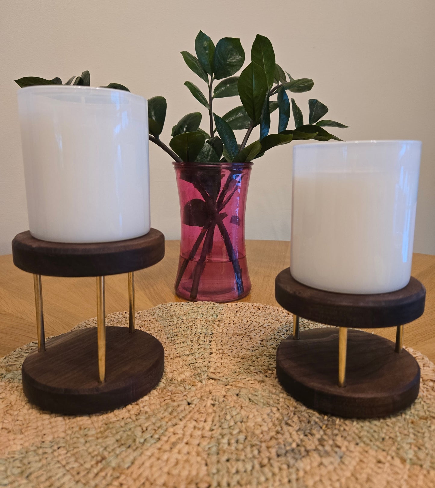 Walnut & Brass Candle Holder