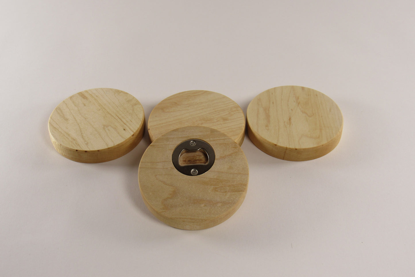 Wooden Coaster Set with Built-In Bottle Opener (Set of 4)