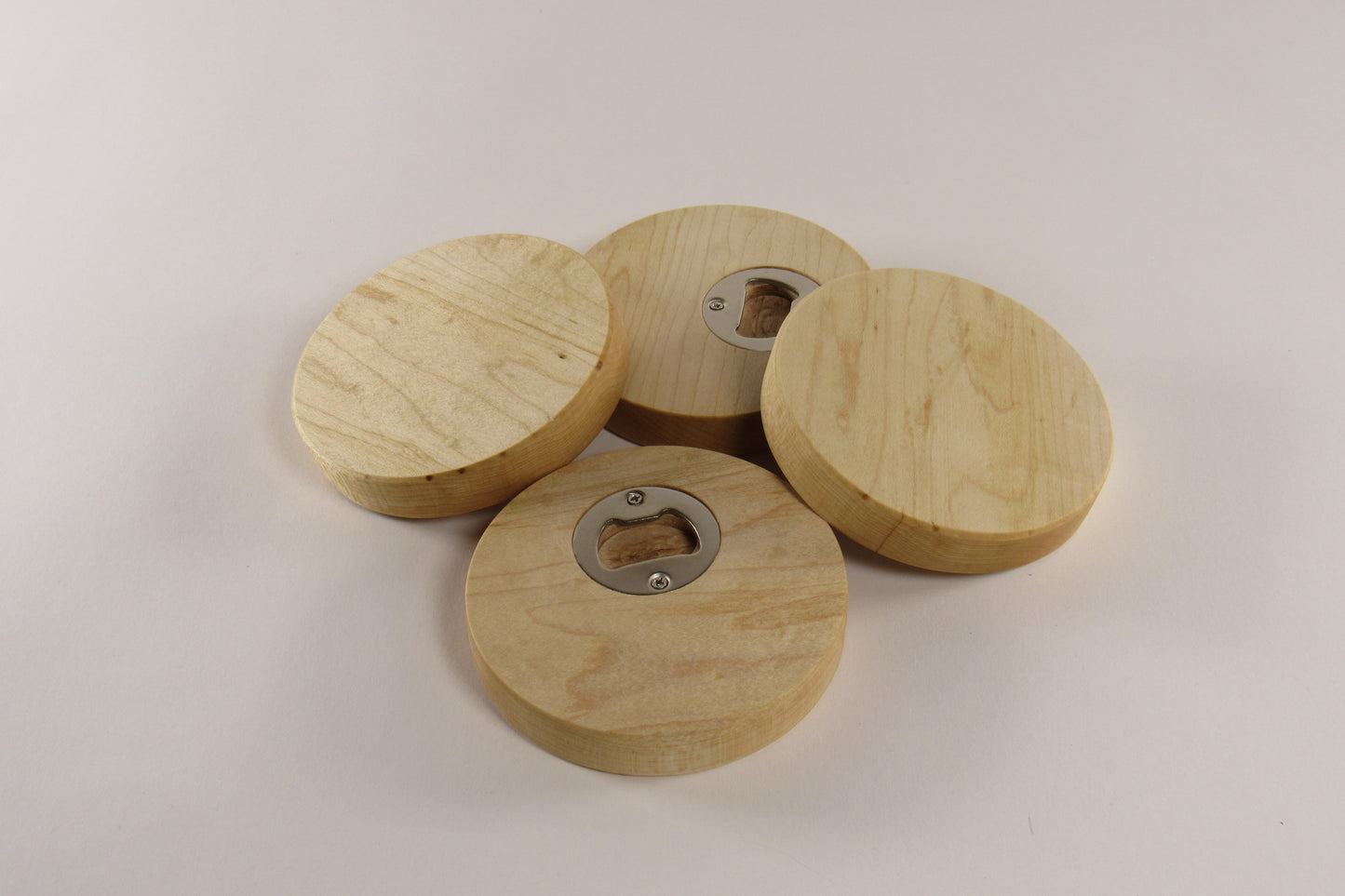 Wooden Coaster Set with Built-In Bottle Opener (Set of 4)